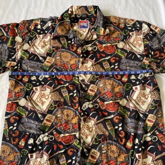 BBQ Kings Dreamwear Short-Sleeve Button-Up Shirt XXL By Dem Crazy 100% Cotton Gr - Picture 13 of 16